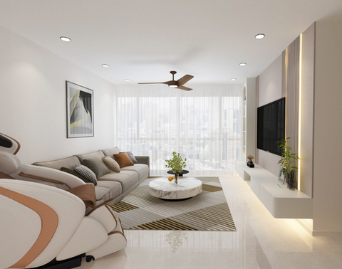 Ceiling fan in modern living room.