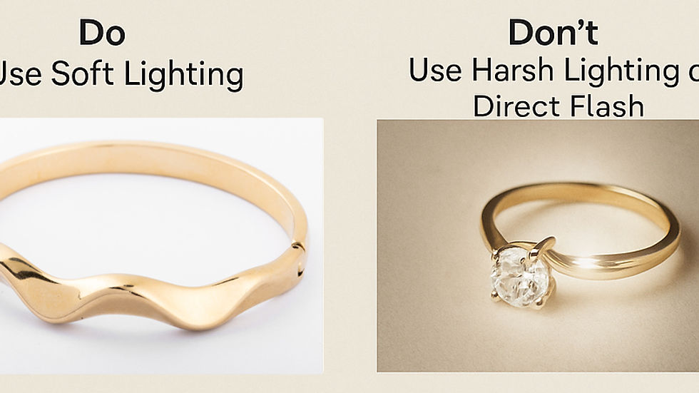 Soft lighting vs harsh lighting on a gold ring
