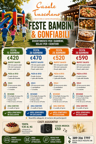 Prezzi festa bambini con buffet e gonfiabili