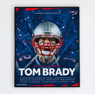 a graphic of Tom Brady which celebrates his induction into the New England patriots hall of fame