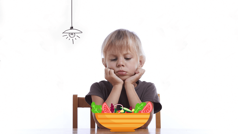 Criança com dificuldades para comer