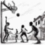 BLACK AND WHITE HAND SKETCHED KIDS PLAYING BASKETBALL URBAN NEIGHBORHOOD.jpg
