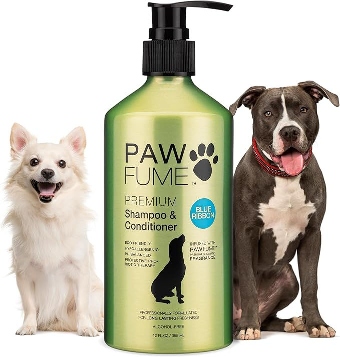 Pawfume dog shampoo and conditioner hypoallergenic dog shampoo, probiotic pet shampoo for dogs (Blue Ribbon)