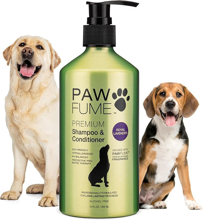 Pawfume dog shampoo and conditioner – hypoallergenic dog shampoo for smelly dogs – probiotic pet shampoo for dogs – best dog shampoo for puppies (Royal Lavender)