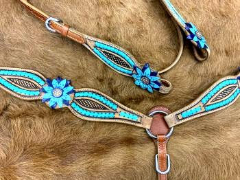 Thumbnail: Turquoise laced headstall set