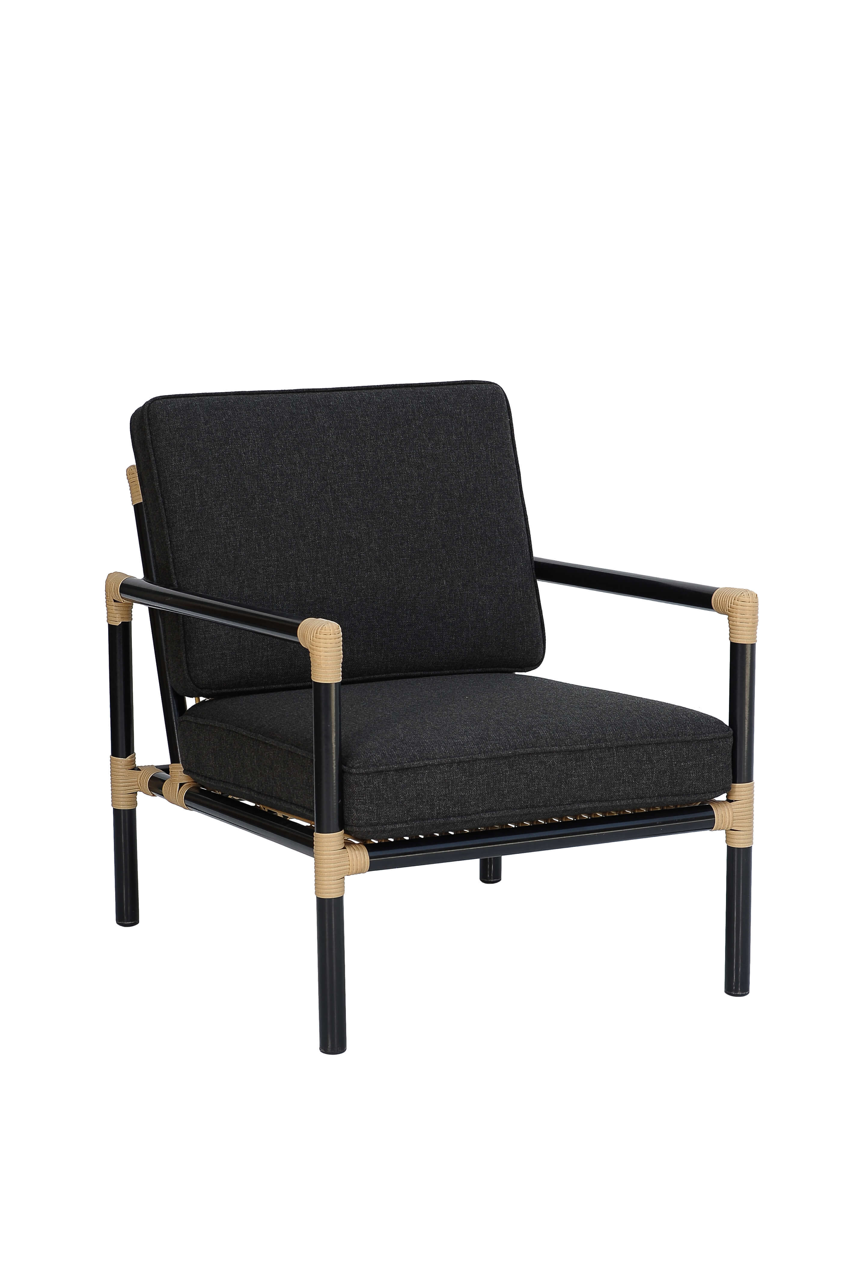 כורסה חוץ מאלומיניום ראטן סינתטי וריפוד בצבע שחור וטבעי