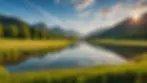 Wide angle view of a serene landscape