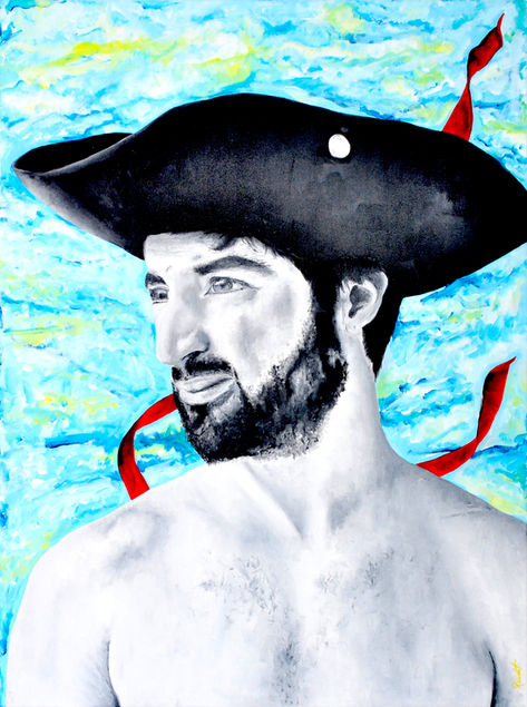 Pirate, Reinhart Paints, Jeanine Reinhart, Oeuvre d'Art, Peinture, Acrylique sur Toile, Huile sur Toile, Portrait, Peinture Abstraite, Peinture Intuitive,