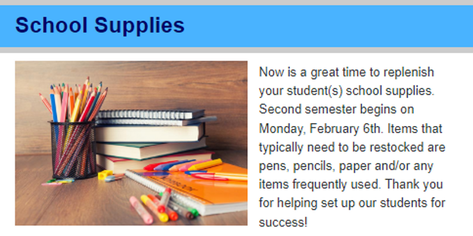 Reminder: School Supply Refresh
