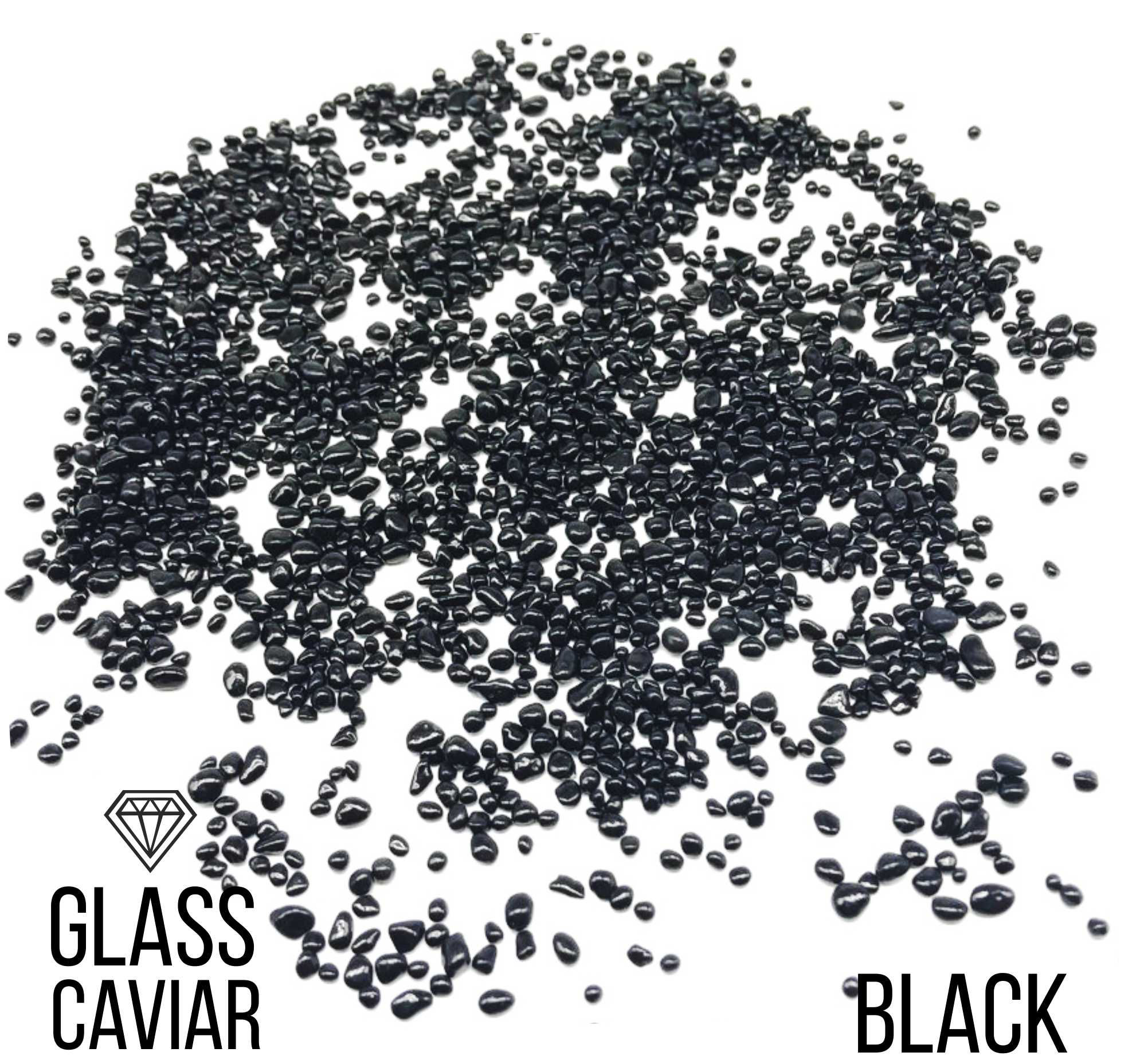 d2-4mm Mini szklane kamienie Czarny szklane kamyki Szklane wióry Szkło Caviar