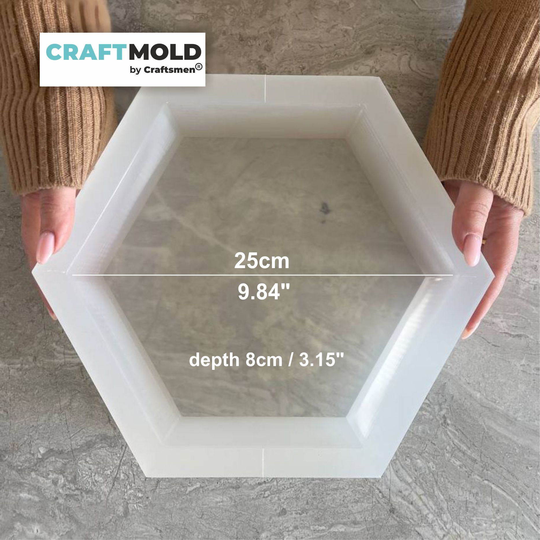 Hexagon Deep Silicone Mold / 25cm/9.84" depth 8cm /3.15"
