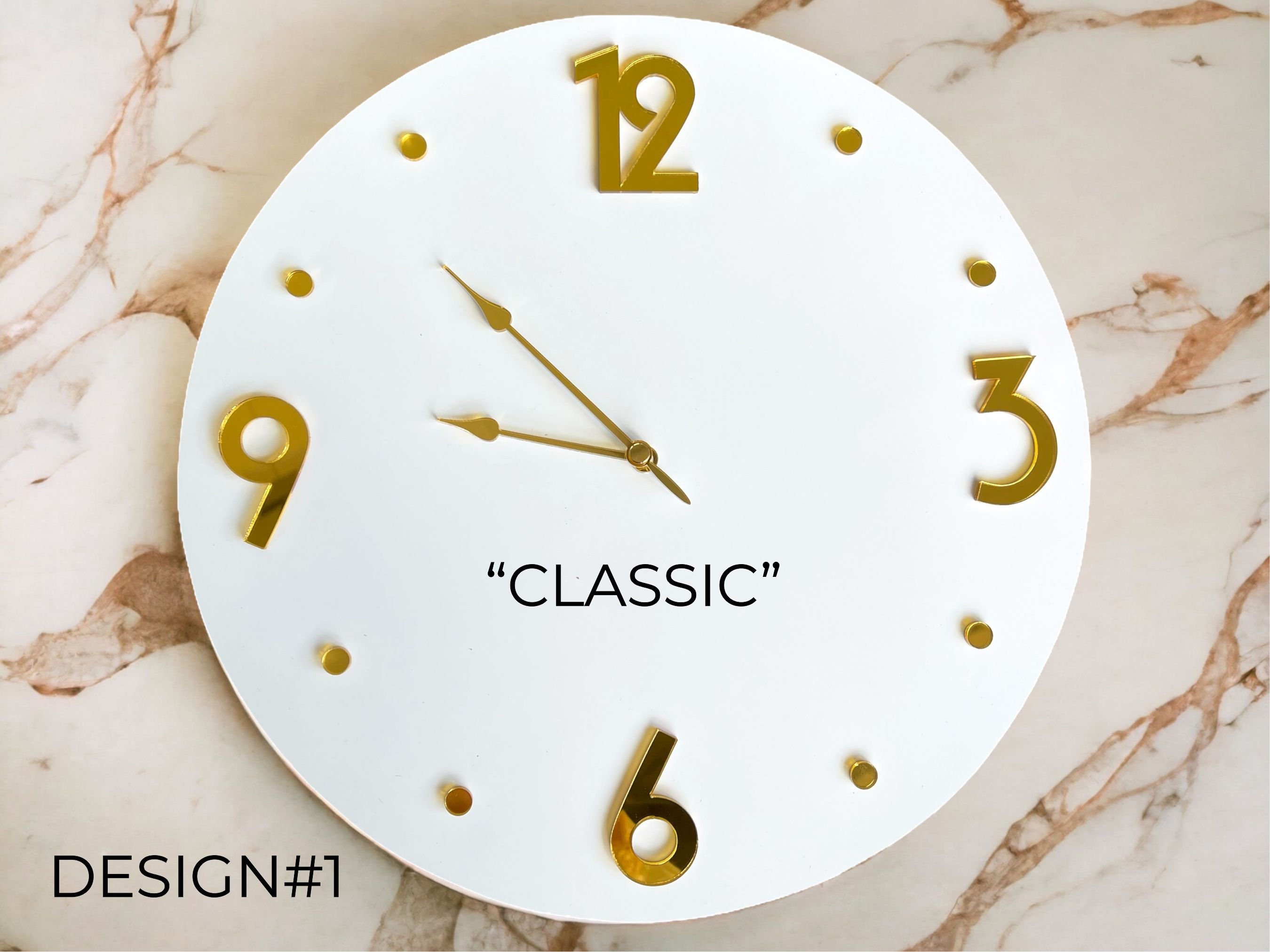 Clock modern numbers (numerals) Classic, design #1 (4pcs. + 8 round dashes)