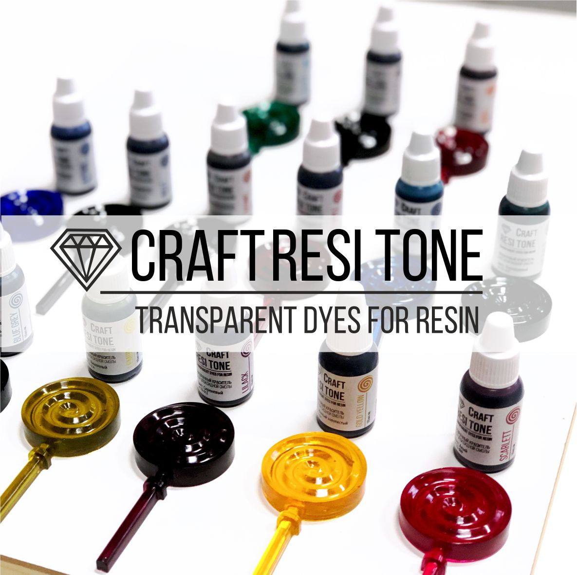 Set of Transparent dye for resin CraftResinTone, 21 pcs.
