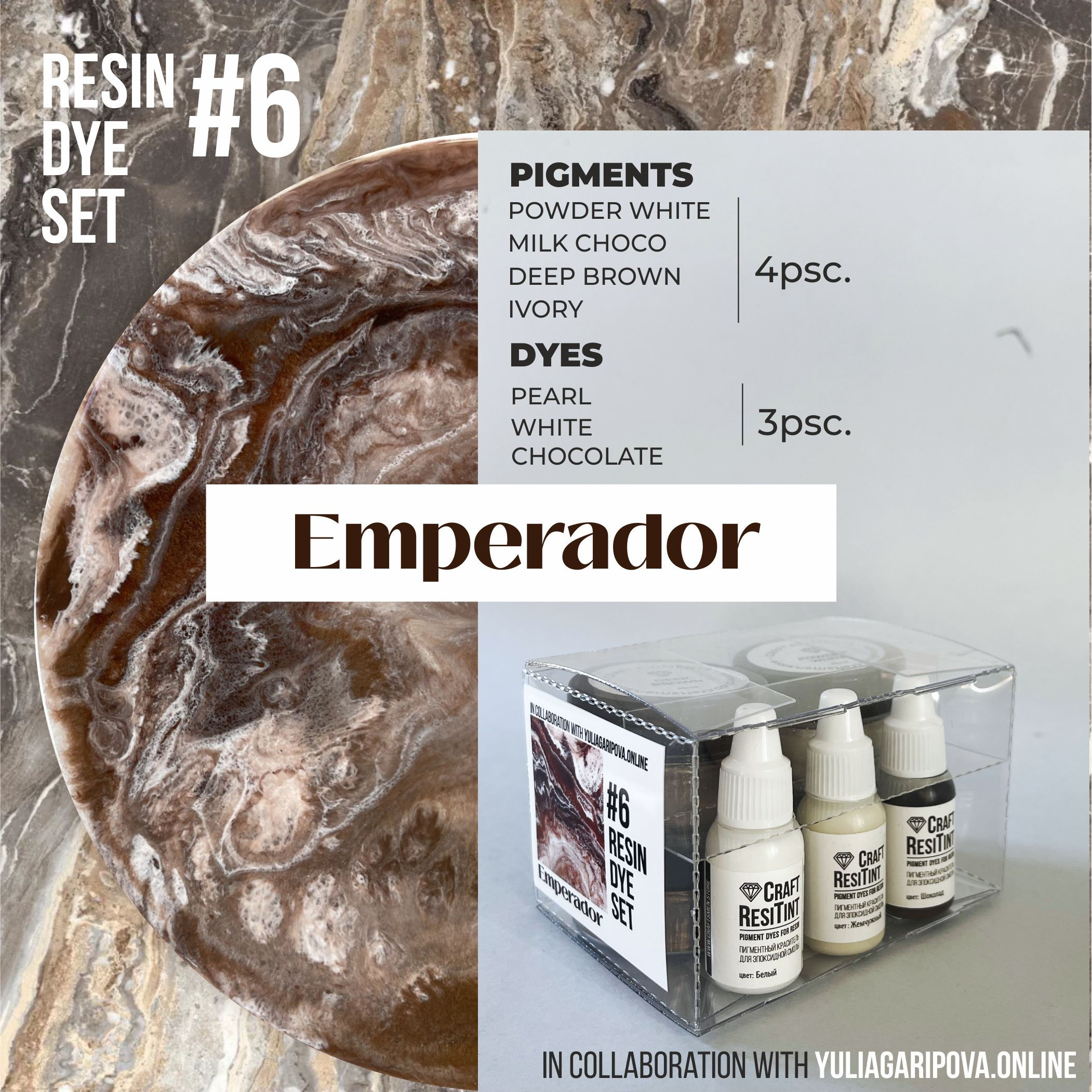 Zestaw barwników do żywicy #6, EMPERADOR 7 szt./zestaw