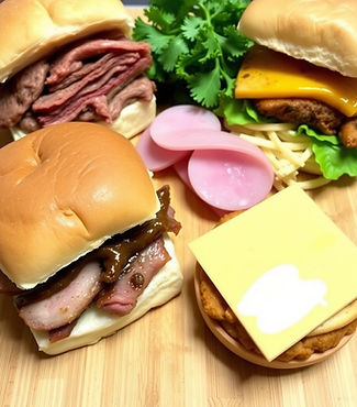 different types of sliders. roast beef.