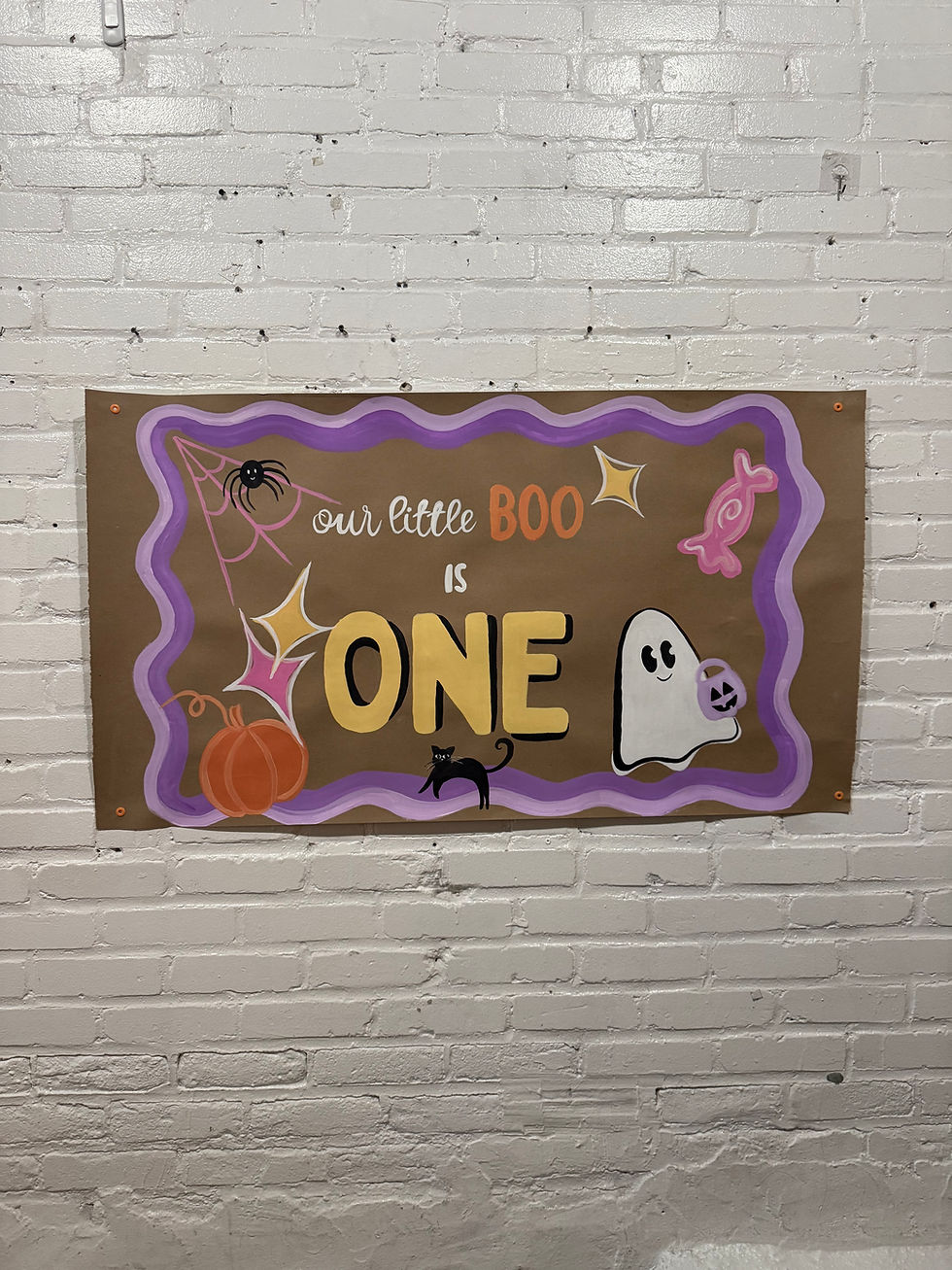 Thumbnail: Custom Painted Banner with Mini Balloon Garland
