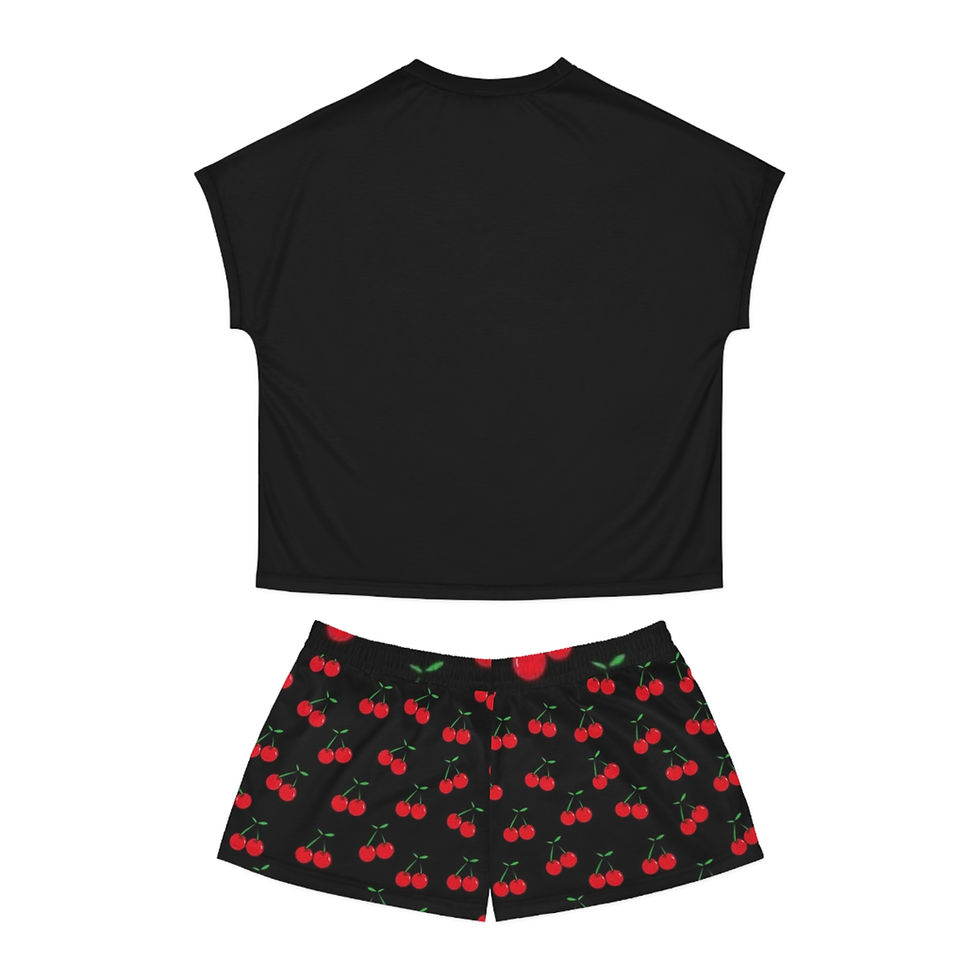 Thumbnail: Black cherry Short Pajama Set (AOP)