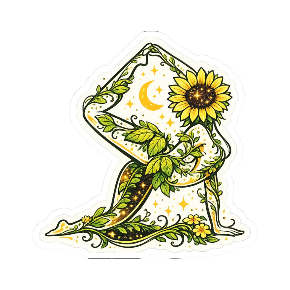 Thumbnail: Sunflower Goddess Kiss-Cut Sticker — Botanical Yoga Pose Vinyl Decal