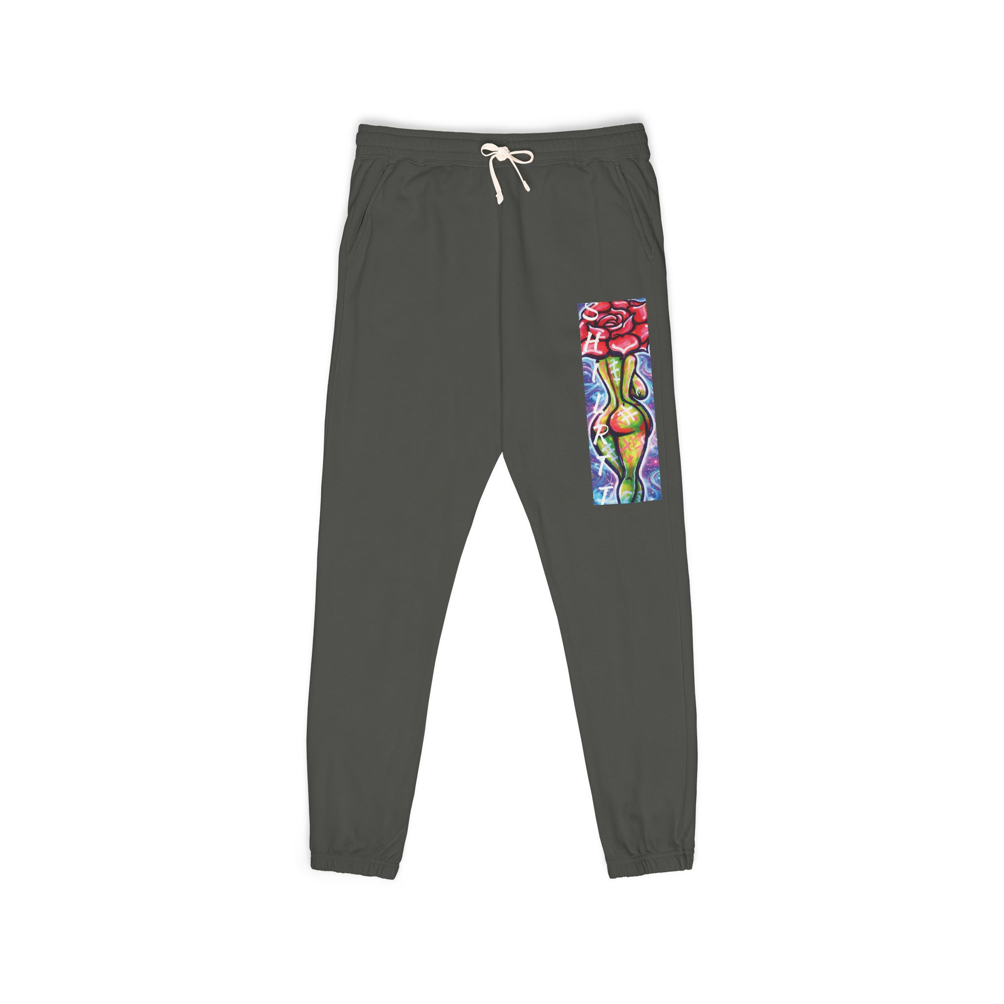 Artistic Rose Figure Sweatpants — Botanical Body Graphic Joggers