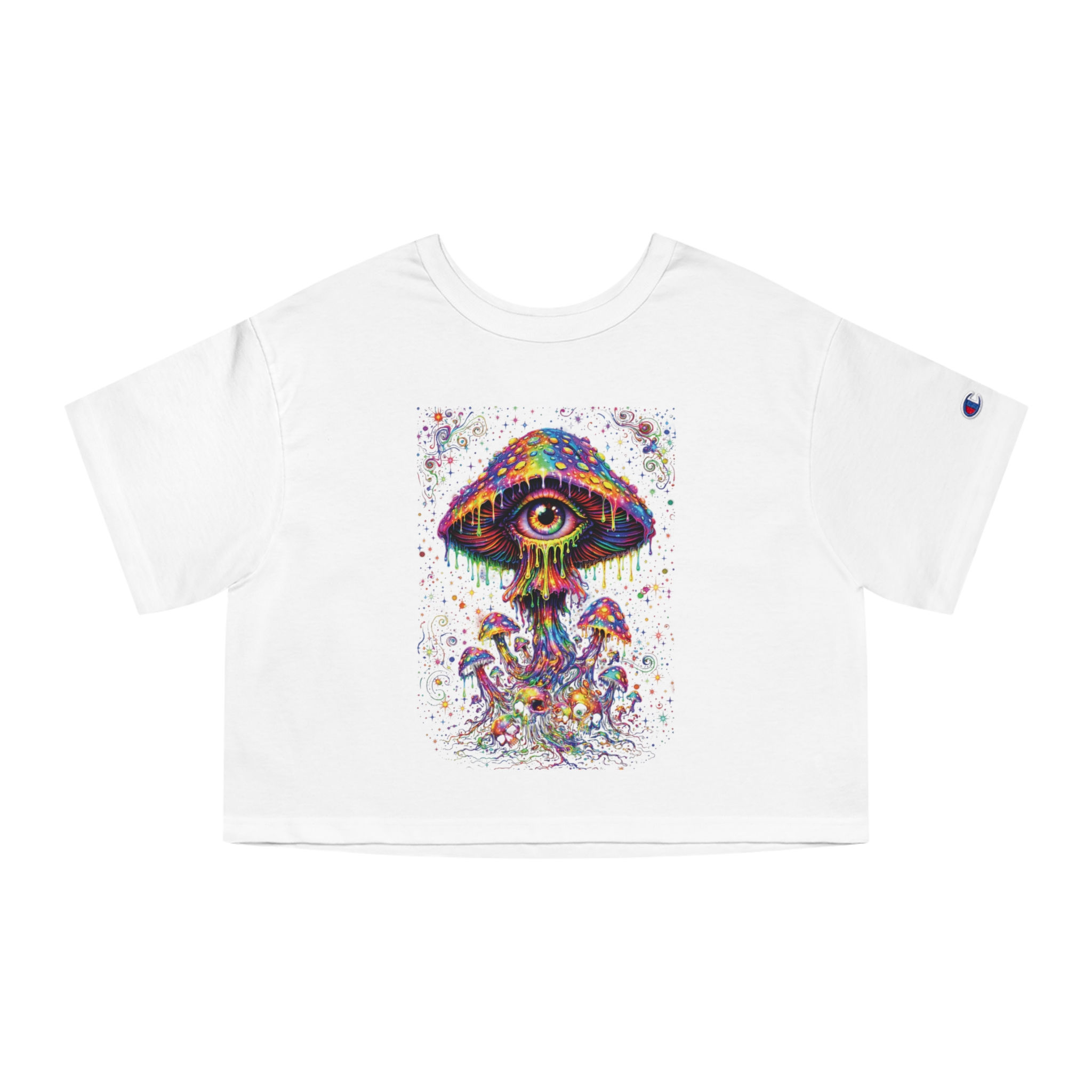 Psychedelic Mushroom Eye Cropped T-Shirt