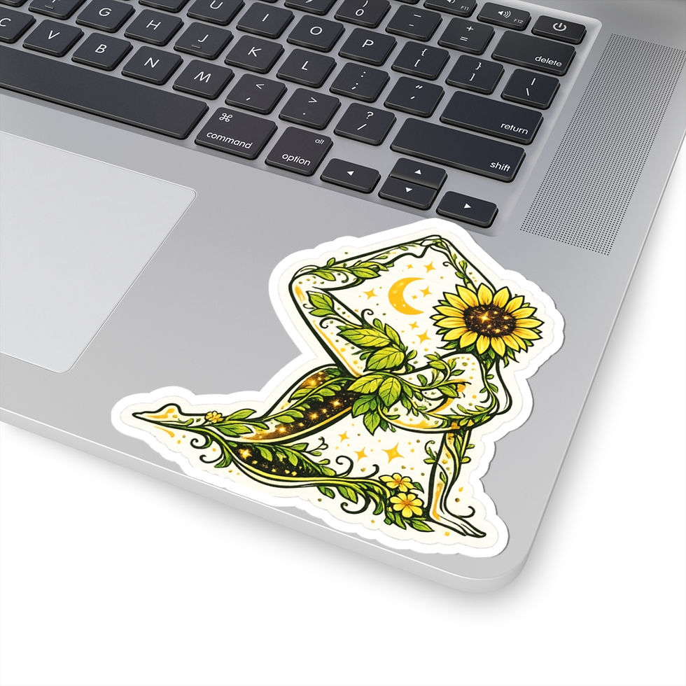 Thumbnail: Sunflower Goddess Kiss-Cut Sticker — Botanical Yoga Pose Vinyl Decal