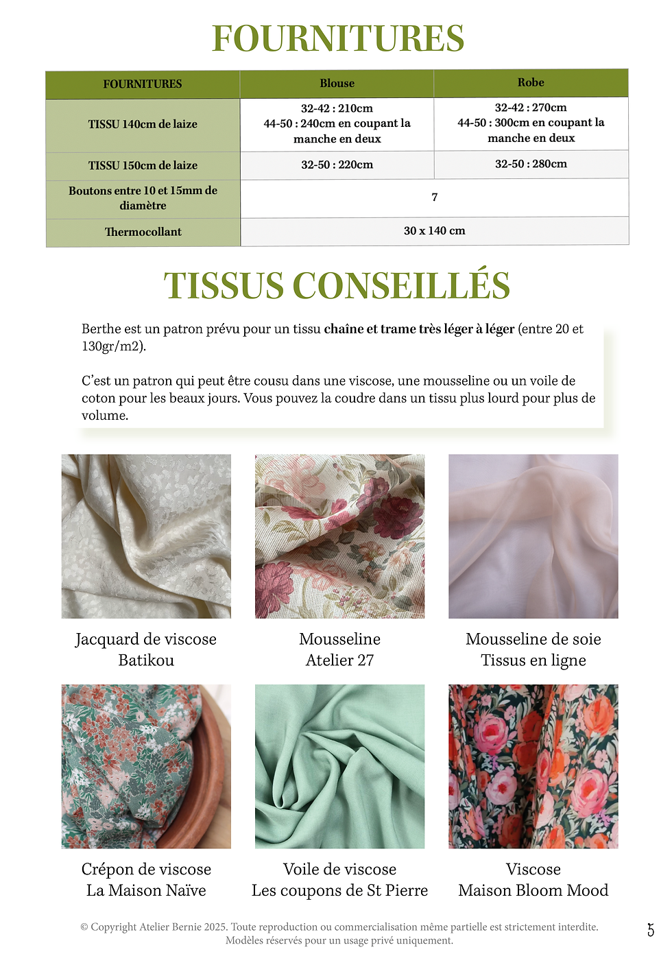 Miniature : Patron pochette - Blouse/robe Berthe