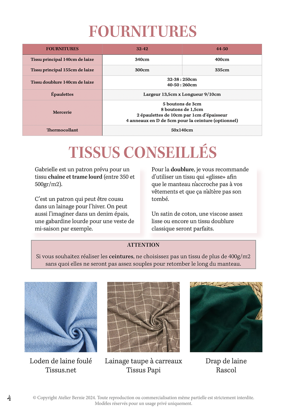 Miniature : Patron PDF - Manteau Gabrielle