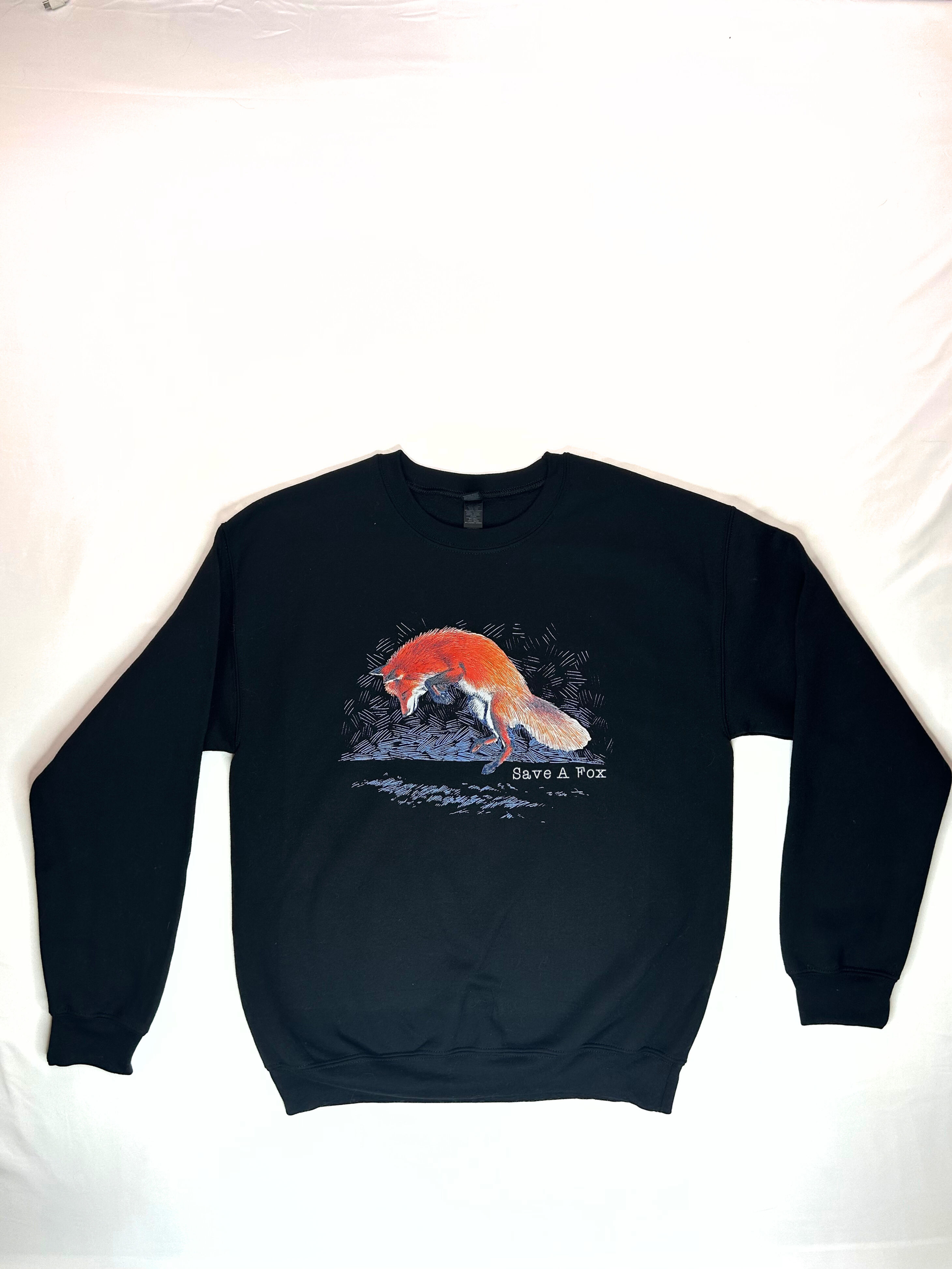 Finnegan leaps in snow crewneck sweatshirt! 