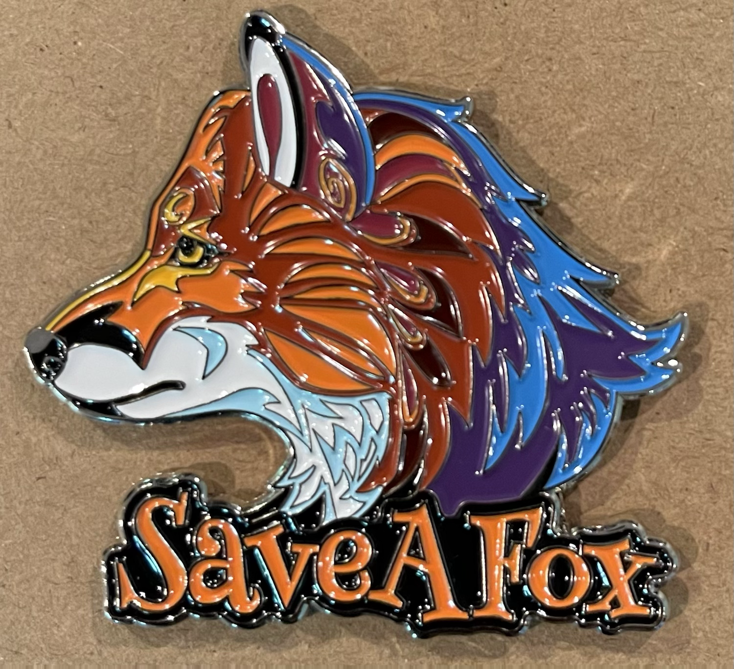 Finnegan fox 2.5 inch Orange pin!