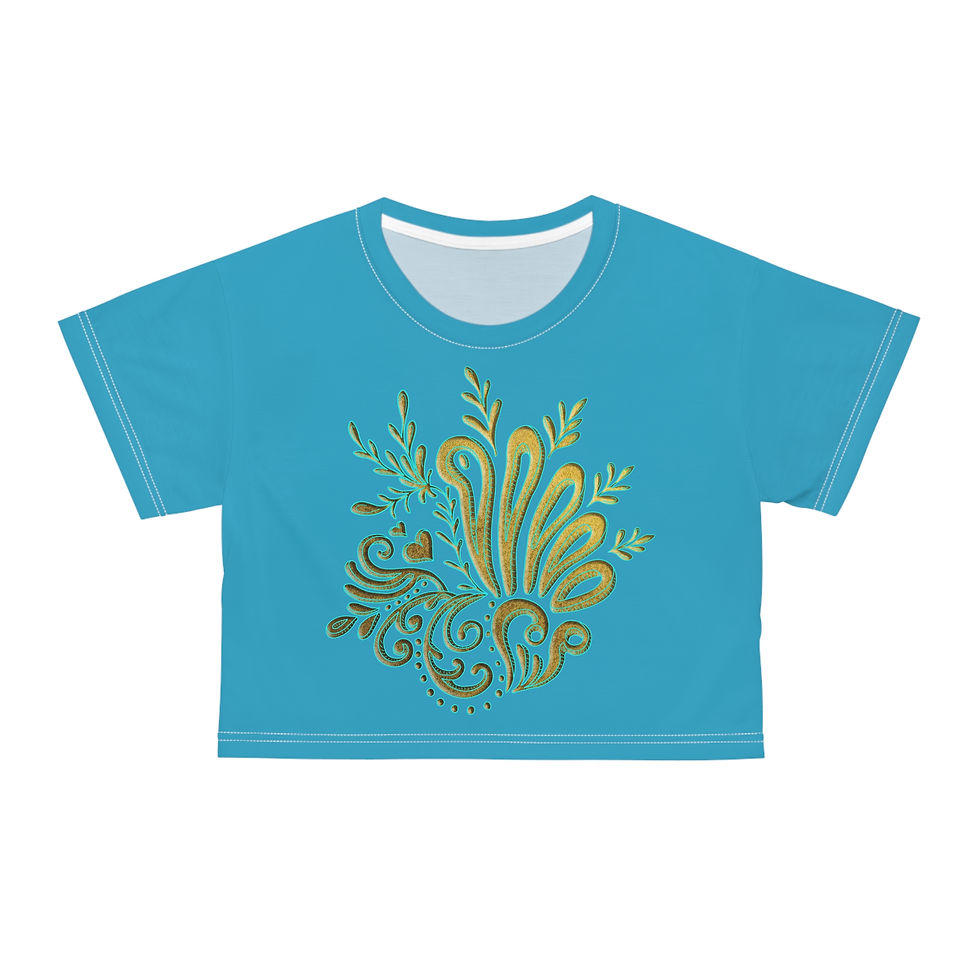 Thumbnail: Crop Tee: Design 001 Gold and Cyan
