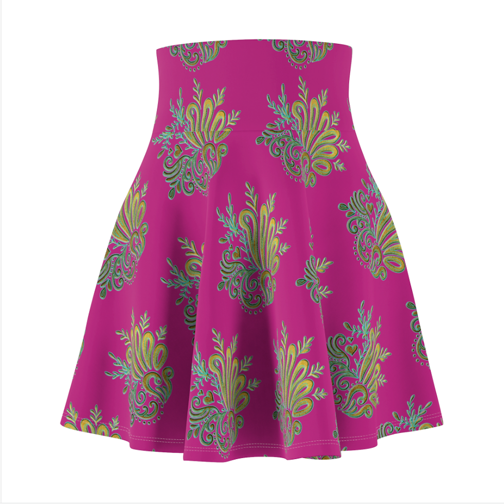 Thumbnail: Skater Skirt: Design 001 Gold and Cyan