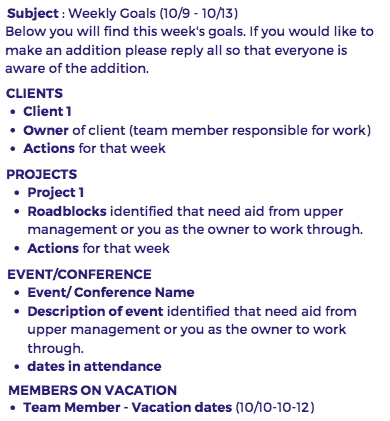 Weekly Goal Template