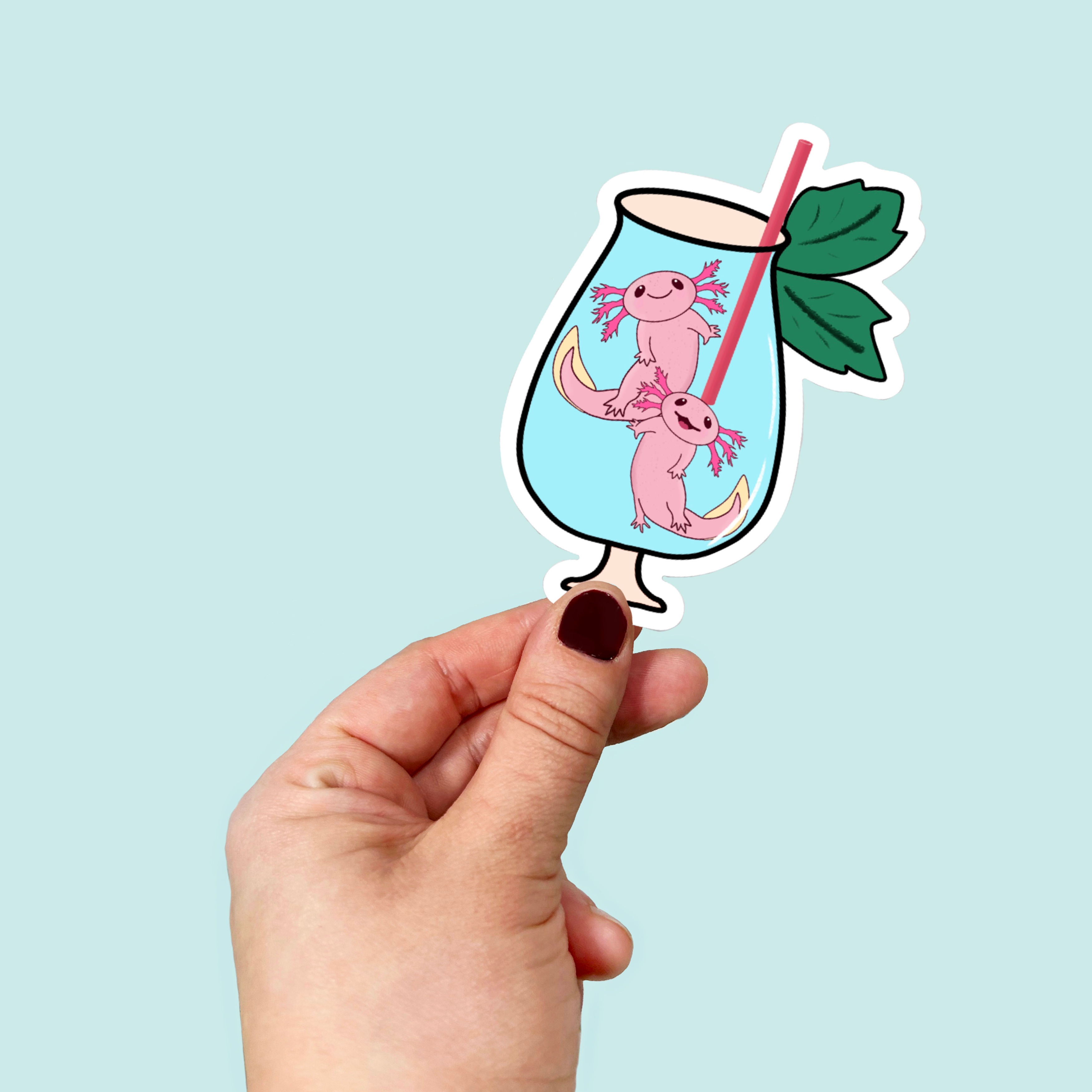 Waterproof Vinyl Axlotl Punch Sticker