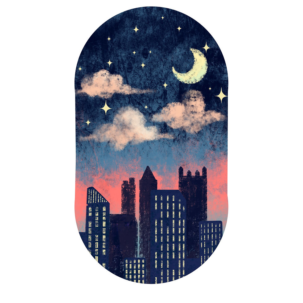 Thumbnail: Waterproof Vinyl Nighttime Dreamy Pittsburgh Skyline Sticker