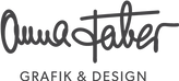 Anna Fabers Unterschrift. Ihr Logo Schwarz auf Weiß.