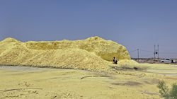 MPX LTD iraq Sulfur Powder, lump and bulk refinary warehouse before loading on trucks in 1
