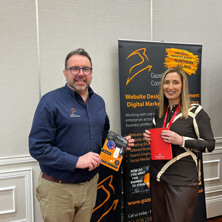 Representatives from Gazelle Communications Digital Marketing Consultancy and Progressive Building Society, Ballymena