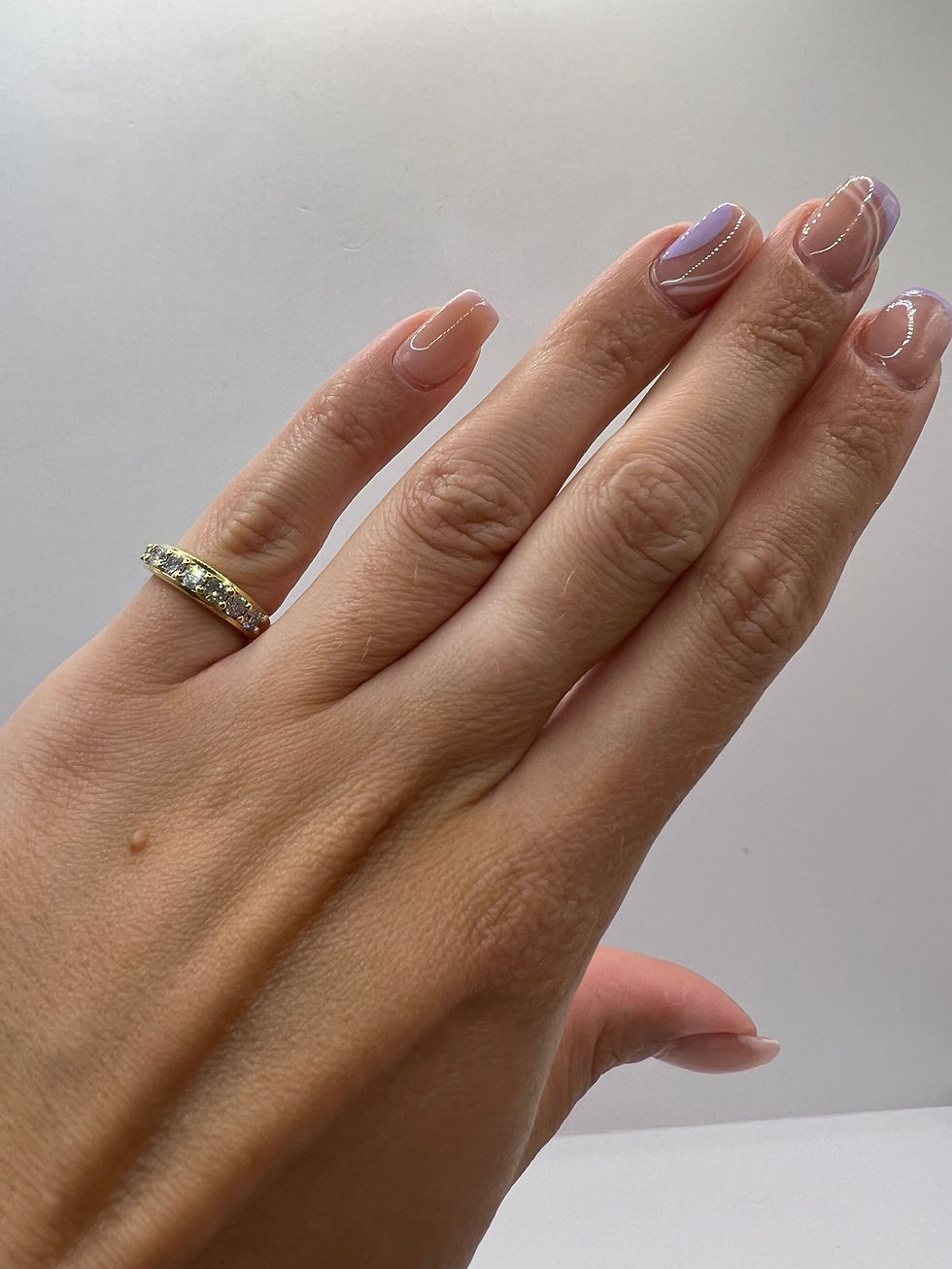 Thumbnail: 18ct Gold Diamond set half hoop Ring - Size I 1/2