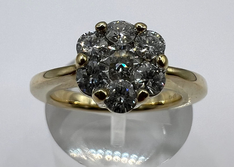 Thumbnail: 14ct Gold Diamond Flower Ring -  Size N 1/2