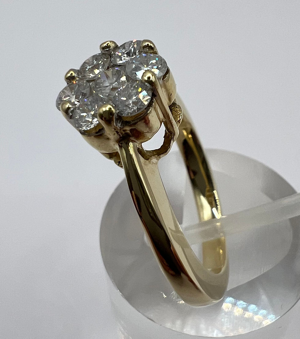 Thumbnail: 14ct Gold Diamond Flower Ring -  Size N 1/2
