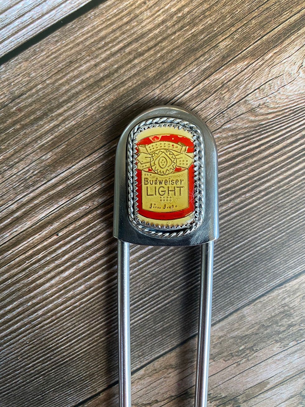 Thumbnail: Vintage Beer Pin Jumbo Safety Pins - Sterling Silver & Stainless Steel