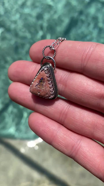 Thumbnail: Dainty Fire Opal & Sterling Silver Charm Necklace Pendant