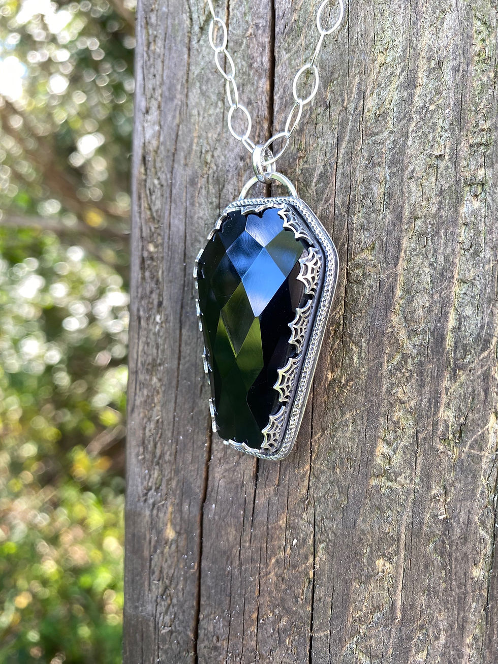 Thumbnail: Faceted Onyx Grim-reaper Coffin Pendants