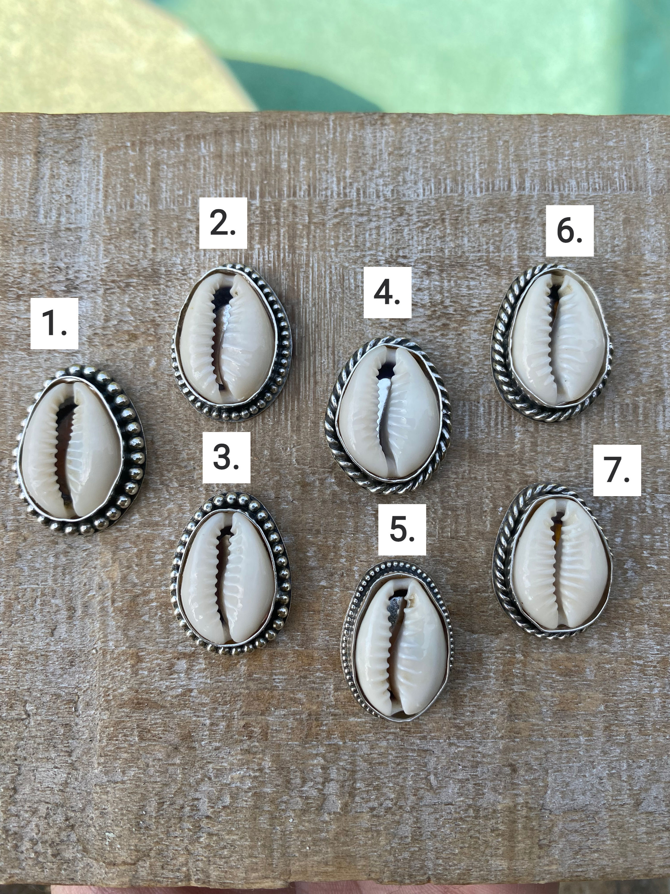 Cowrie Shell Sterling Silver Rings - Made to Size/Custom