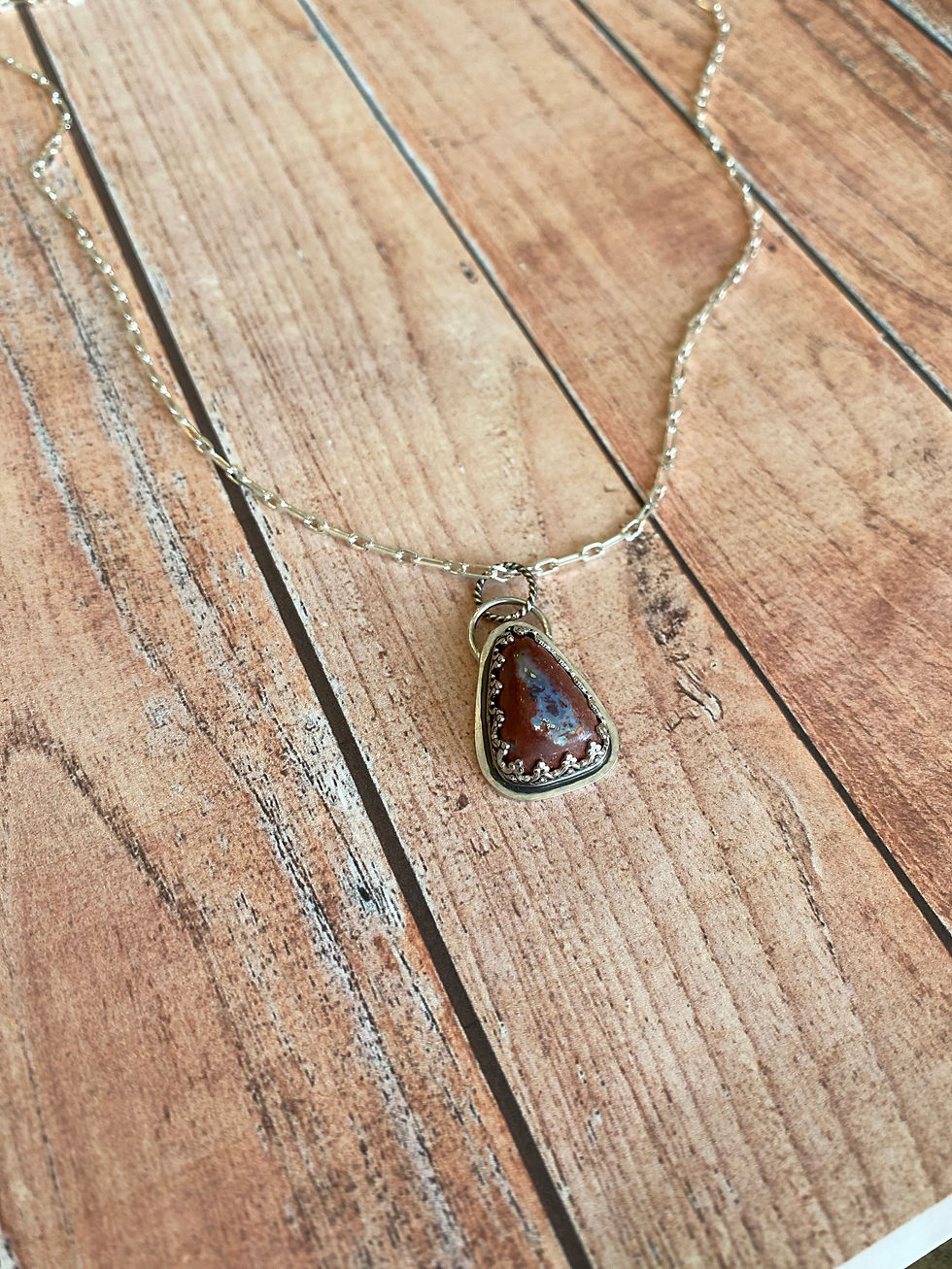 Thumbnail: Dainty Fire Opal & Sterling Silver Necklace Charm Pendant