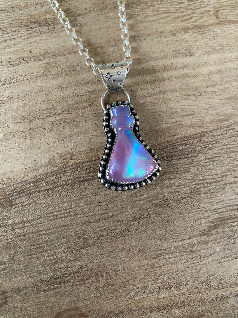 Thumbnail: Potion Bottle Crystal & Aurora Opal Doublet Sterling Silver Necklace