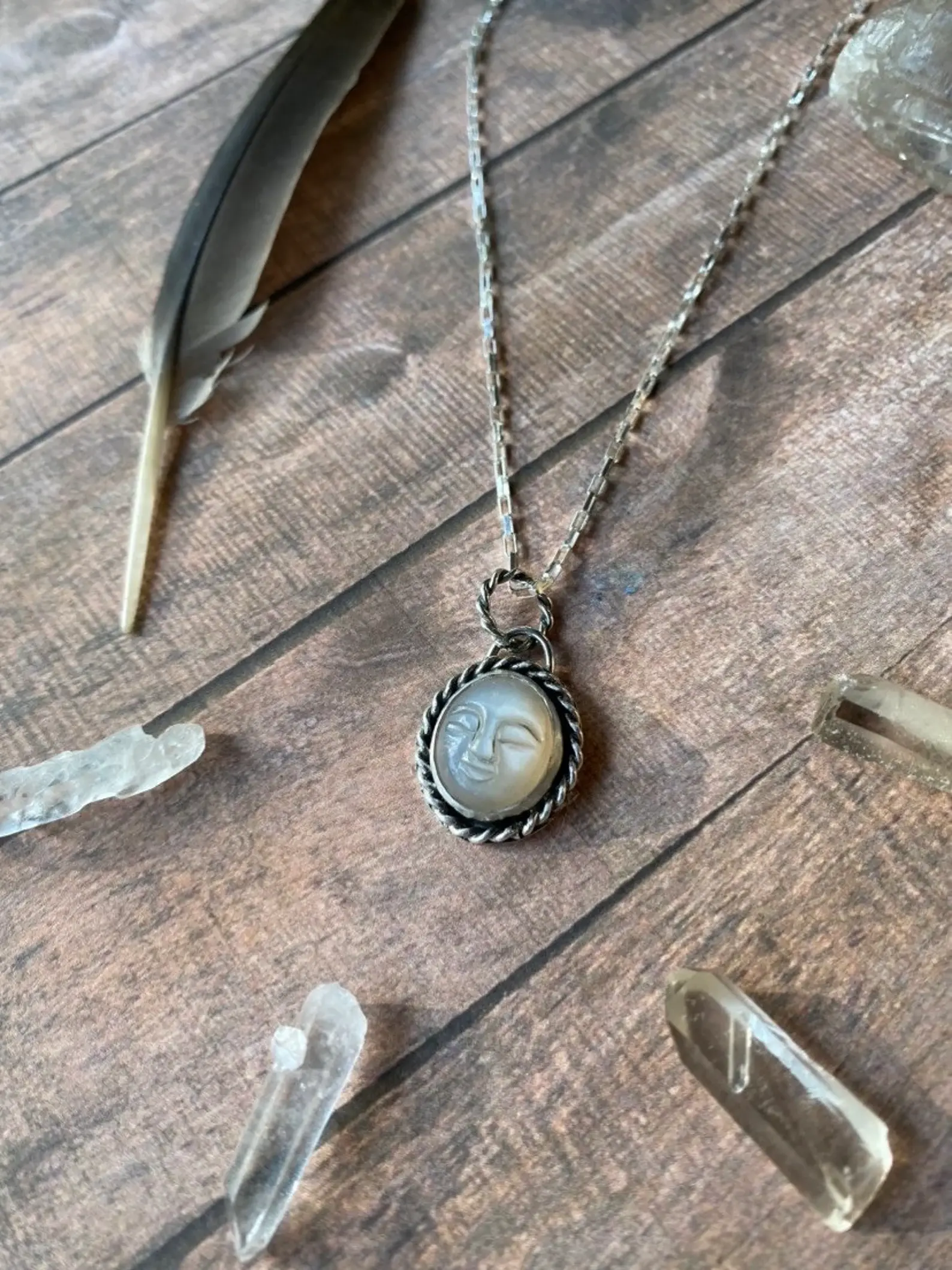 Grey Moonstone Face Pendant