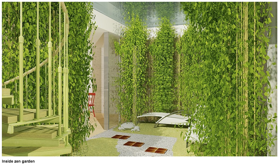 3D render of the indoor garden