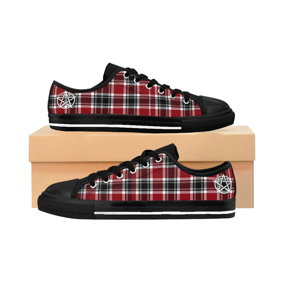 Thumbnail: Women's Red Plaid Pentagram Sneakers