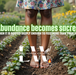 a photorealistic image of a beautiful African American woman standing barefoot in soil in a garden, near her feet are newly planted rows of flowers; Lightworkers Garden